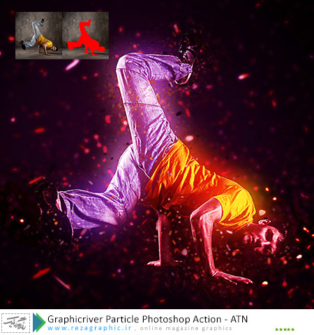  اکشن افکت انتشار ذرات فتوشاپ گرافیک ریور-Graphicriver Particle Photoshop Action | رضاگرافیک